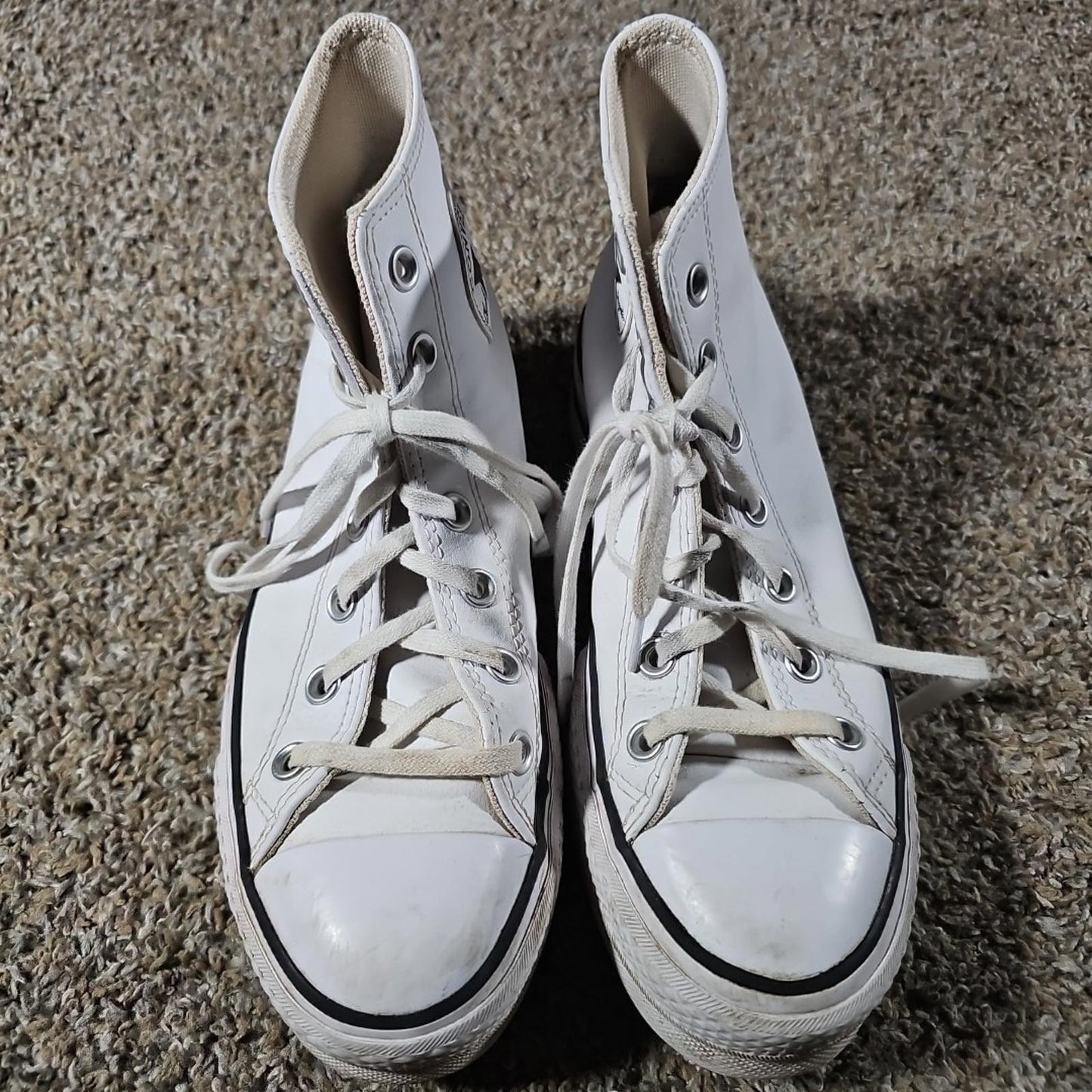 Womens 7.5 UK5.5- Converse Chuck Taylor All Star Lift High White Leather Shoes