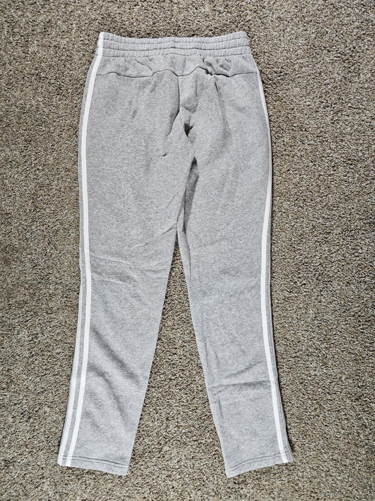 Adidas Womens Small Gray White Stripe Sweatpants Drawstring