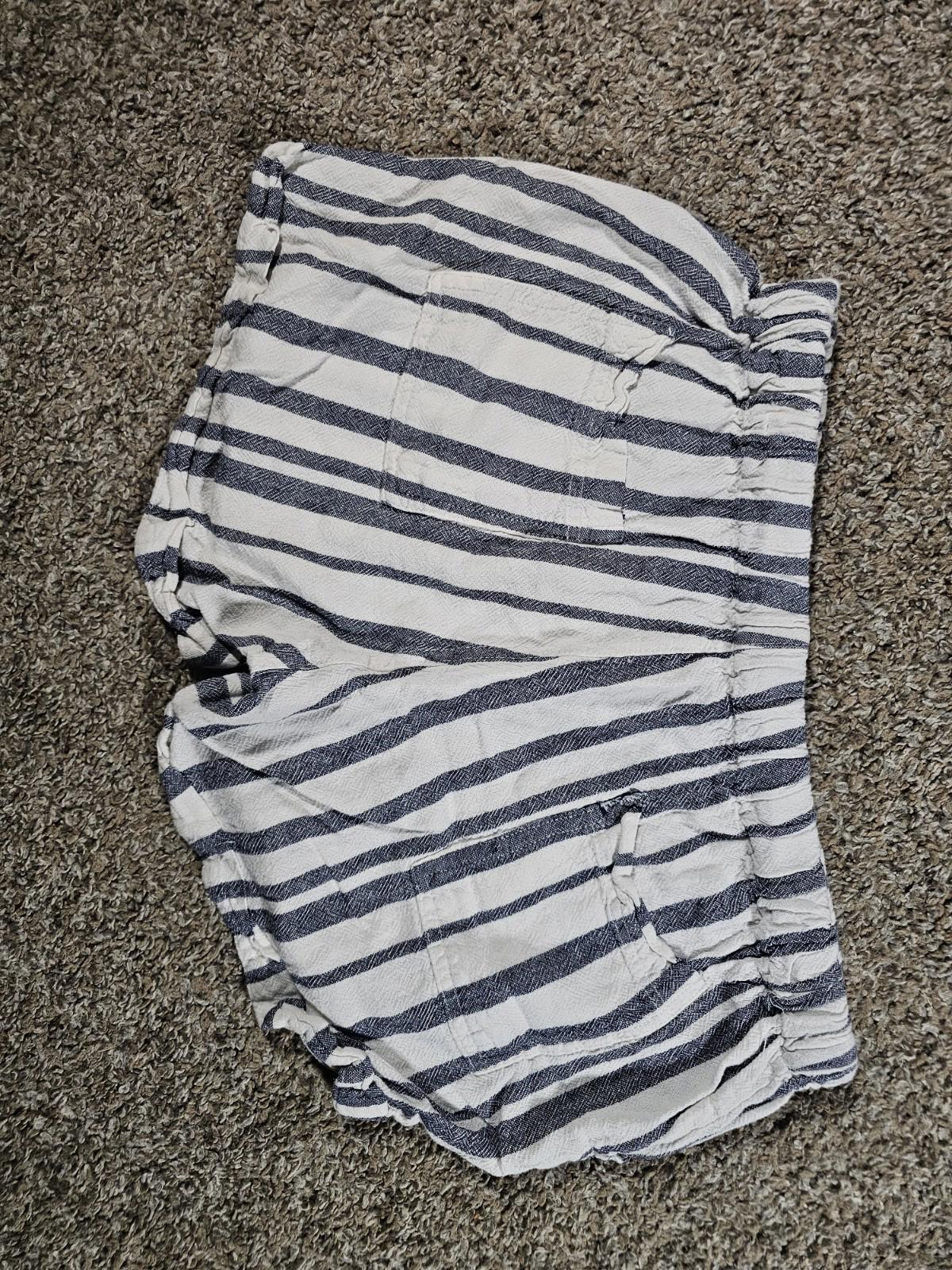 Just Living Linen Blue White Striped Small Shorts