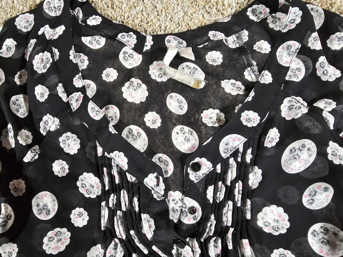 Lauren Conrad Floral Black Sheer Top