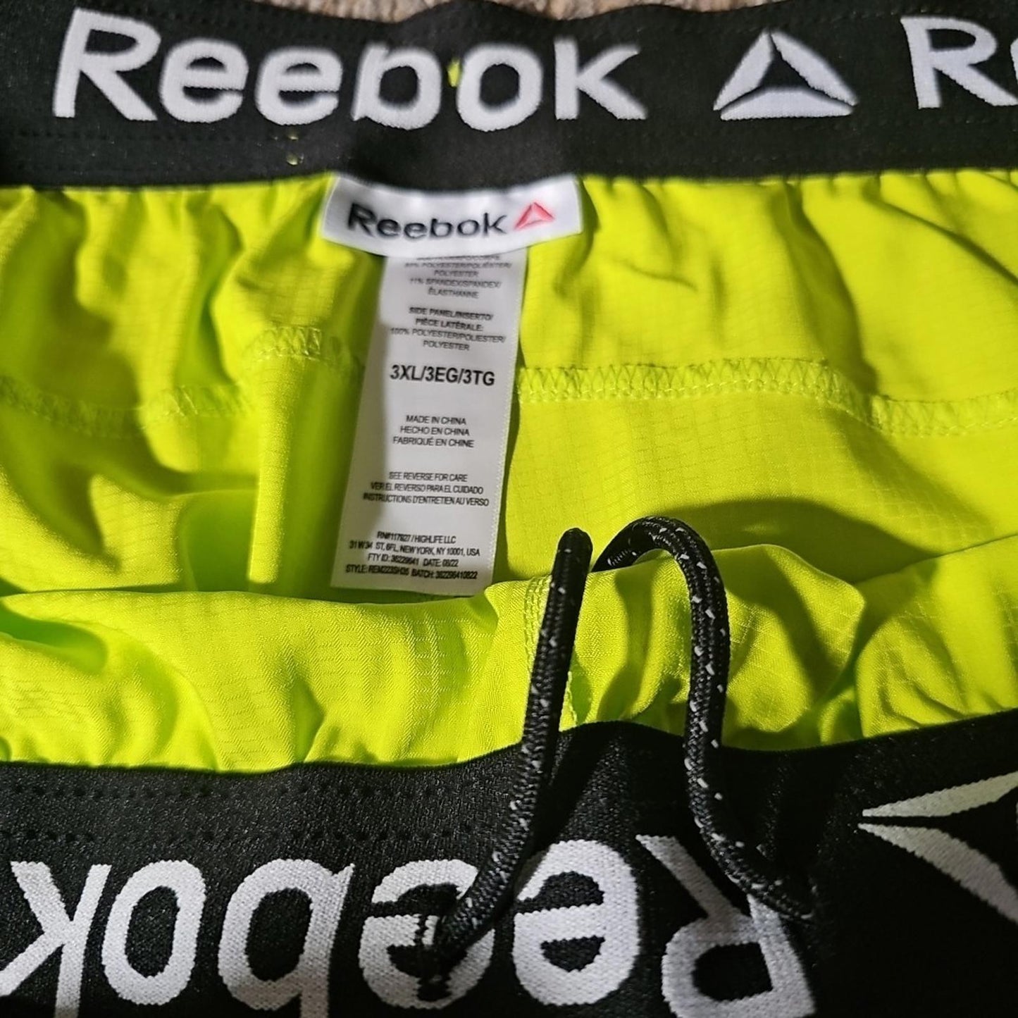 Reebok 3XL Neon Green Shorts