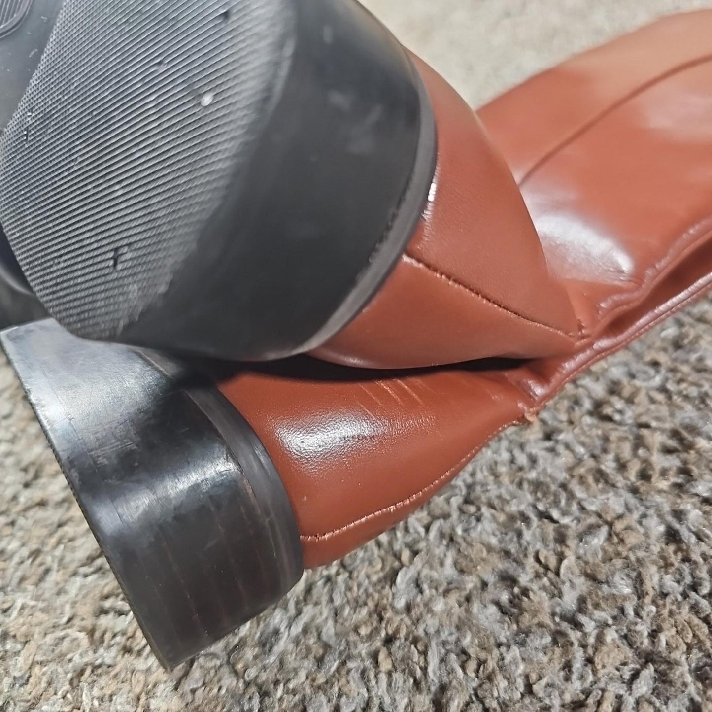 Brown Genuine Leather Side Zip Boots 6M