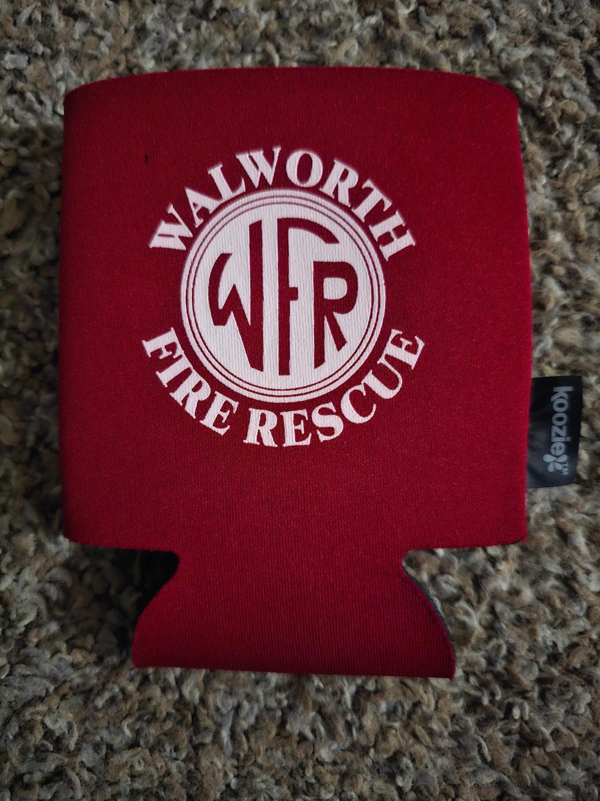 Walworth Fire & Rescue Red Can KOOZIE Drink Sleeve