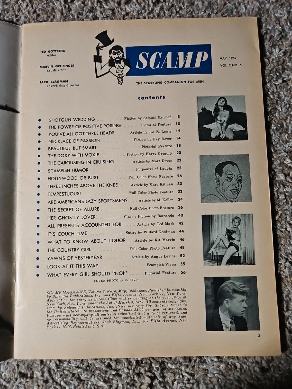 Vintage Men's Pinup Magazine SCAMP  May 1959 Netti Therp, June Wilkinson, Others