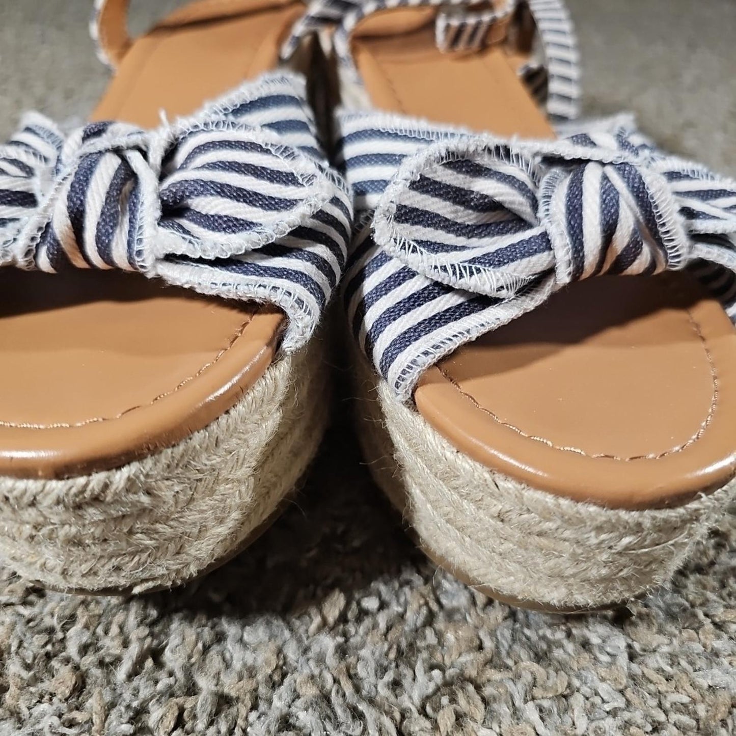 J. Crew Sz 9 Seersucker Dockside Sisal Platform Shoes