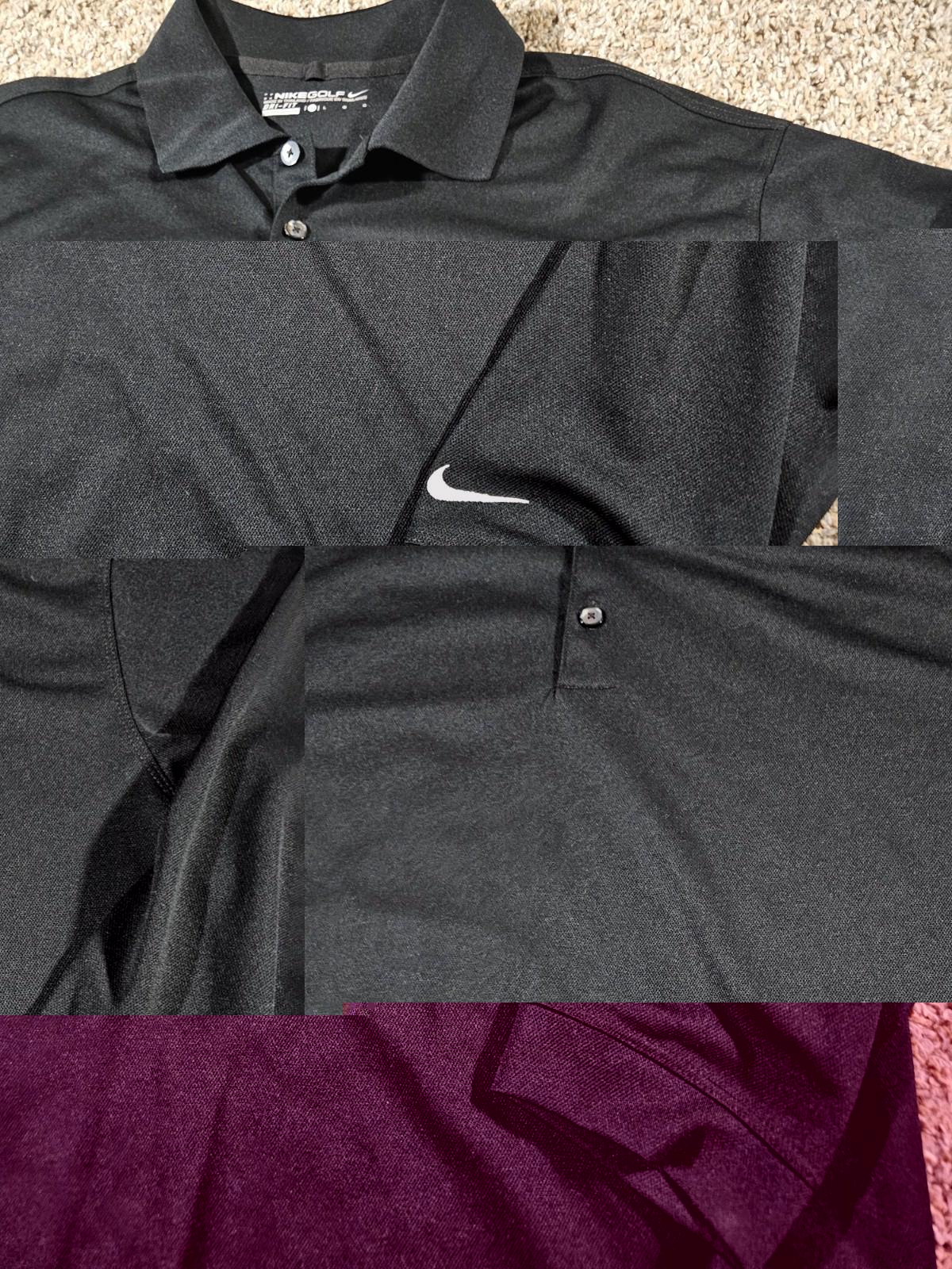 Nike Shirt Mens Large Black Polo Long Sleeve Golf Dri Fit