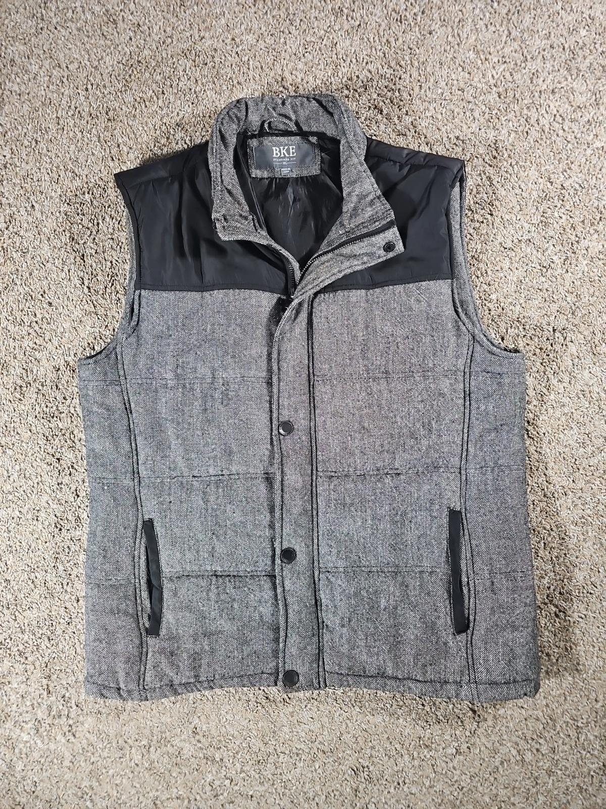 BKE Standard Fit XL Gray Puffer Vest Wool Blend