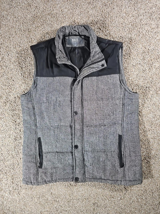 BKE Standard Fit XL Gray Puffer Vest Wool Blend