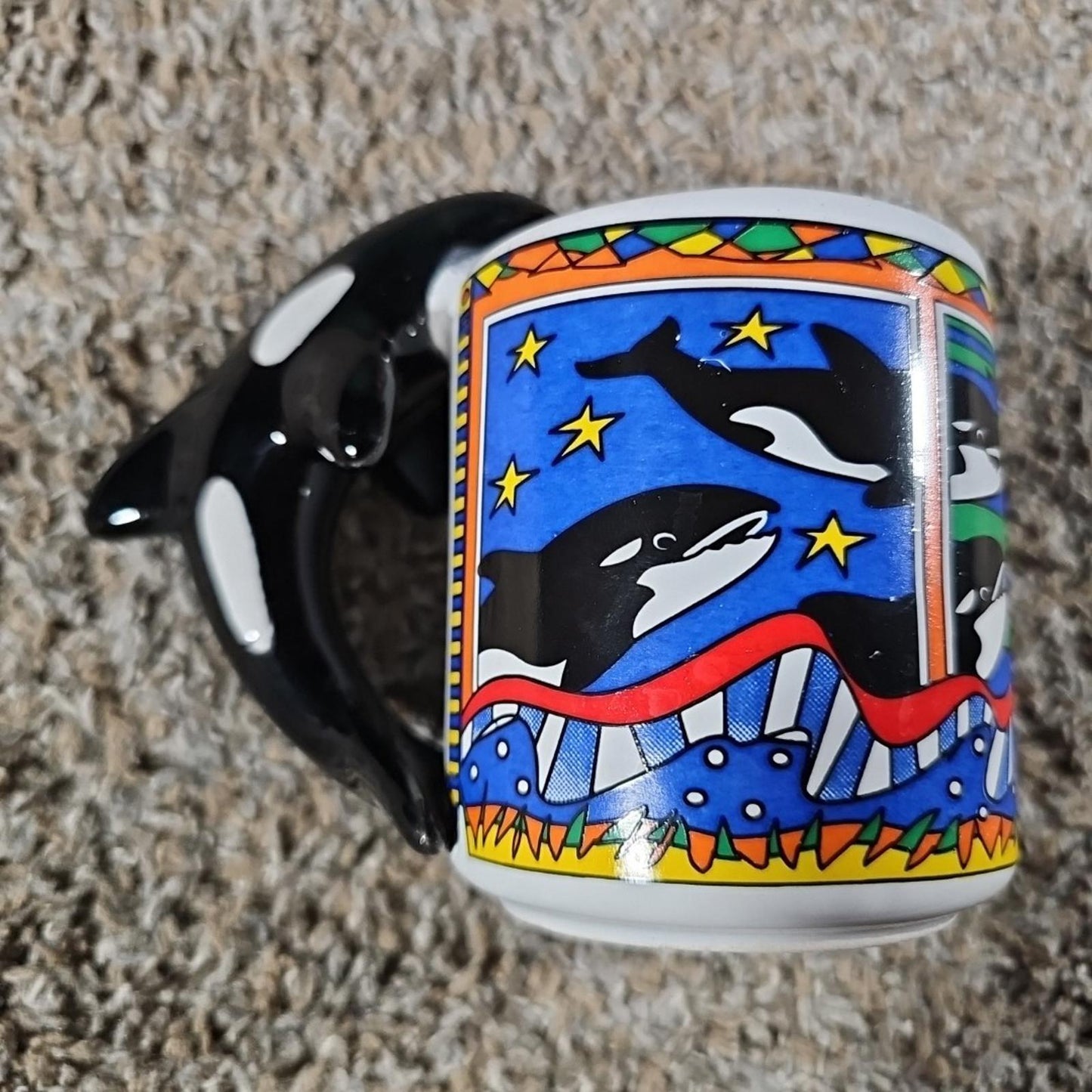 Puerto Vallarta Orca Whale Handle Coffee Mug KMF Ceramics
