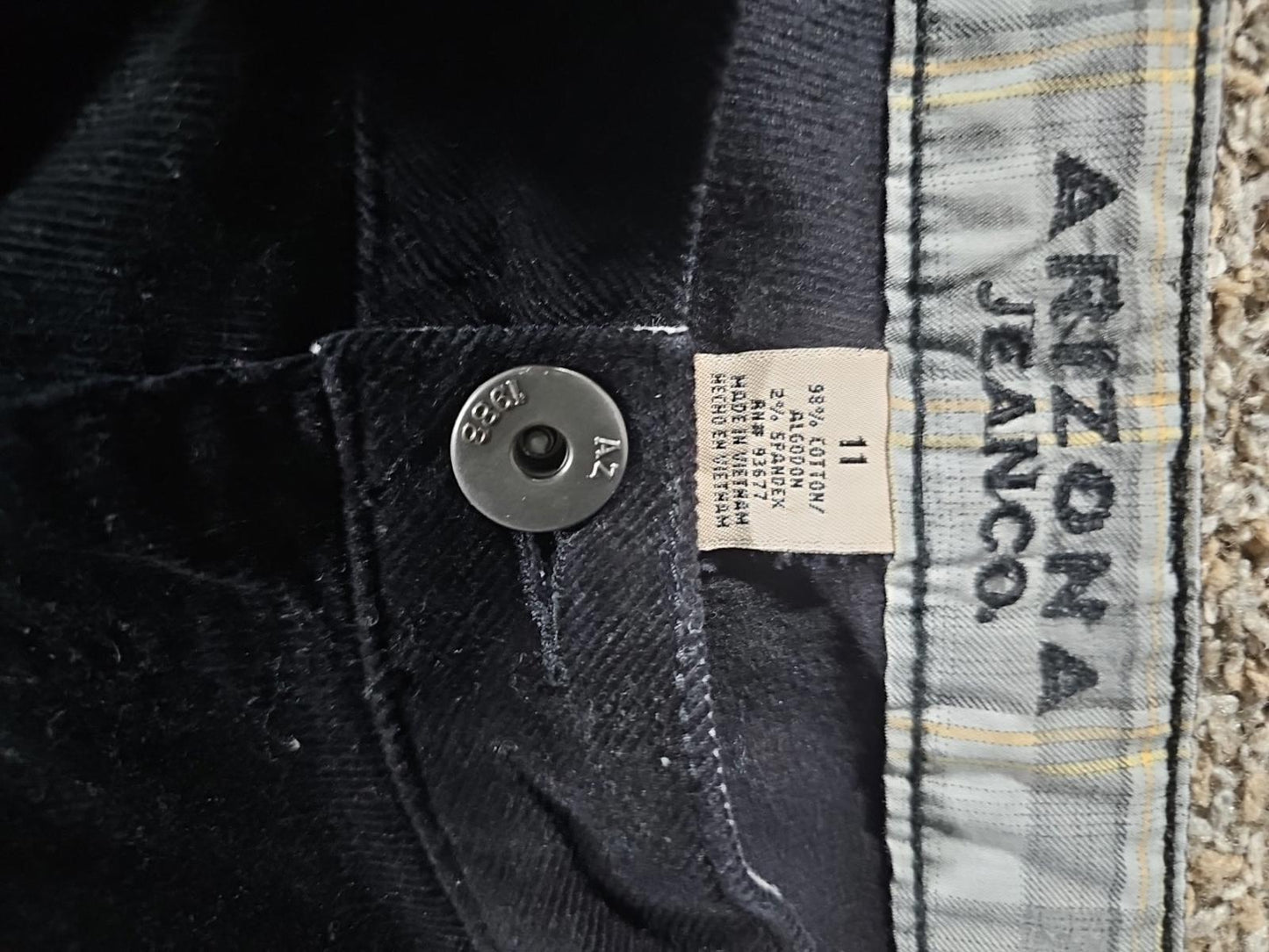 Arizona Jeans Corduroy Black Pants Sz 11 34x31