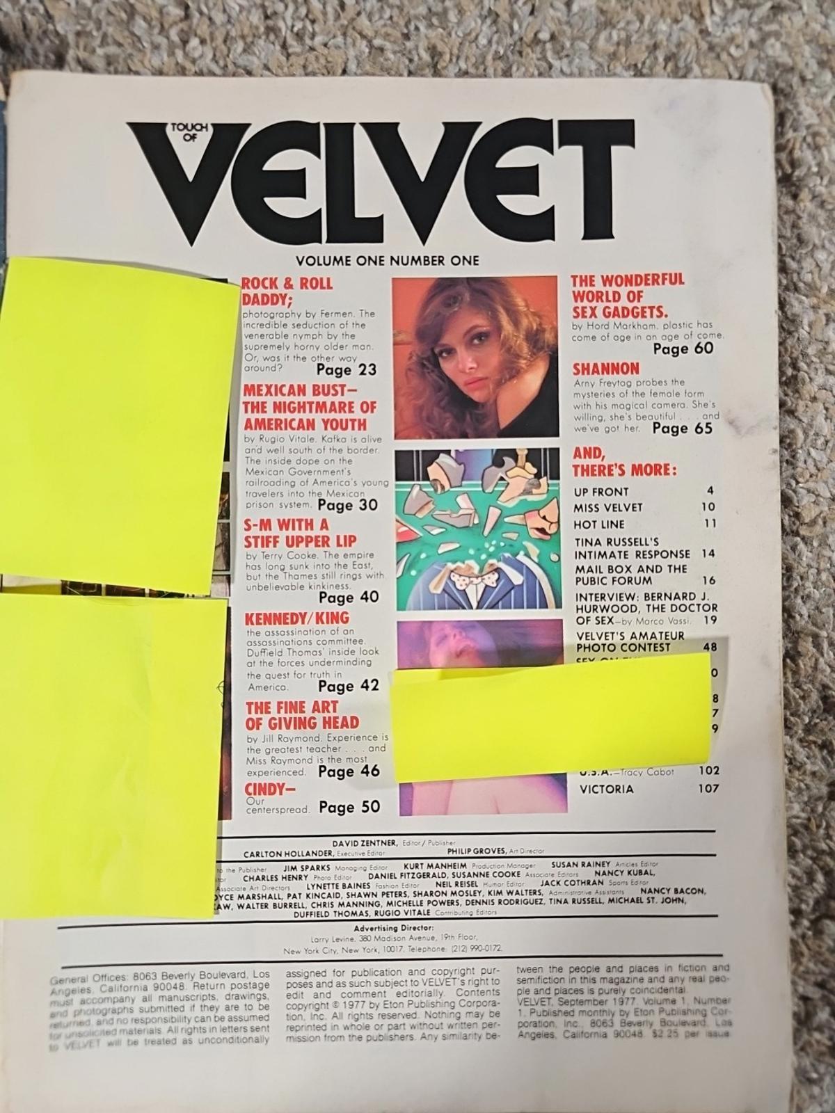 Touch Of Velvet September 1977 Magazine Vol 1 No 1 VERY RARE Premier Issue!