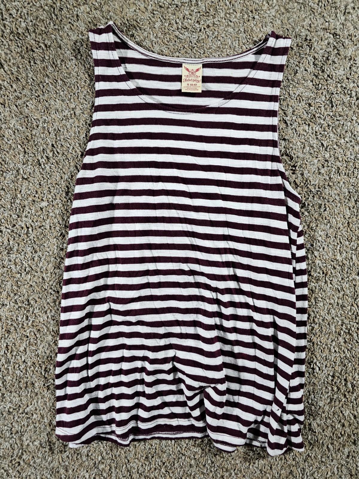 Faded Glory S4-6 Purple Eggplant White Striped Sleeveless