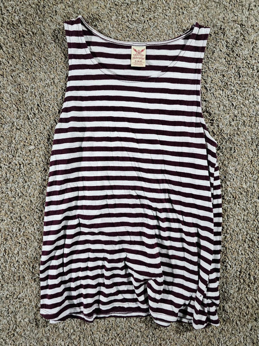 Faded Glory S4-6 Purple Eggplant White Striped Sleeveless