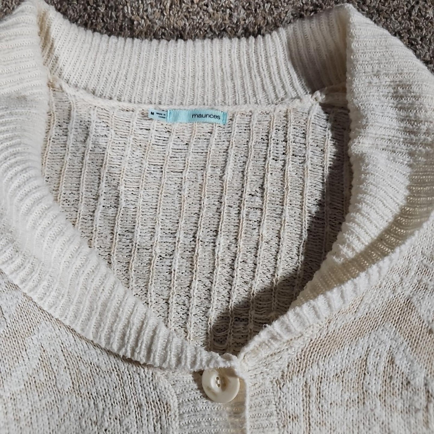 Maurices M Ivory Beige Cable Knit Cardigan