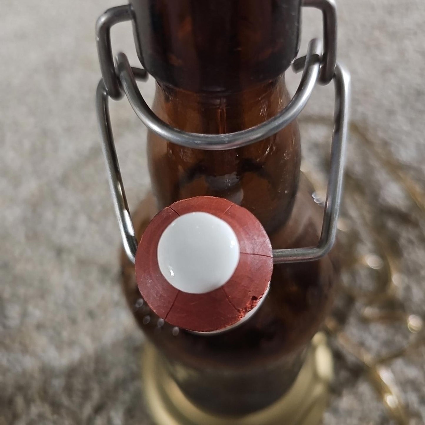 GROLSCH amber brown lager glass beer bottle with porcelain swing top Turned LAMP