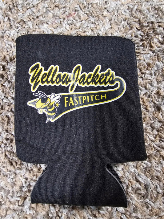 Yellowjackets Fastpitch Softball Showtime Black Can Koozie