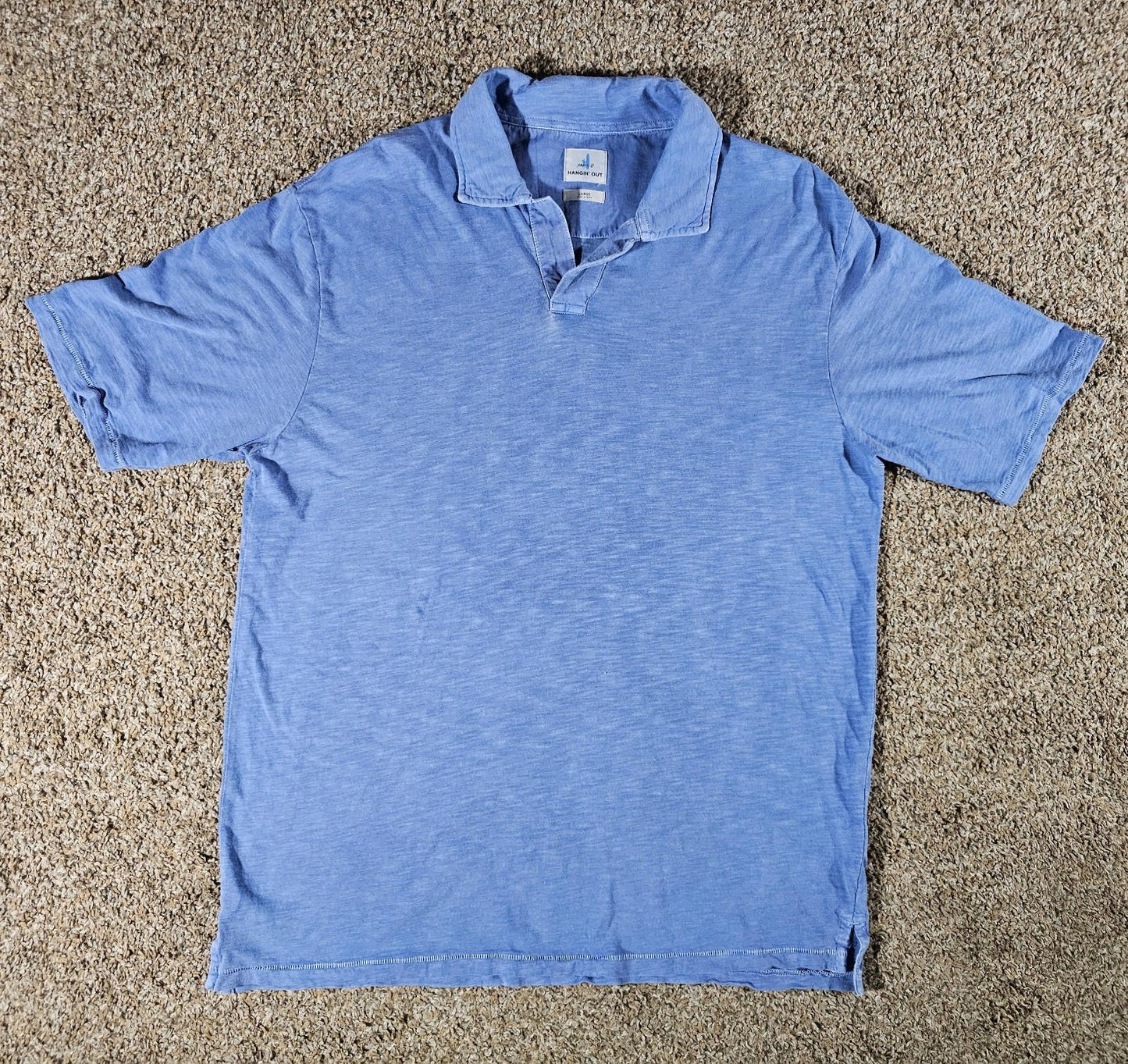 Johnnie O Blue Short Sleeve Golf Casual Open Polo Mens Sz L