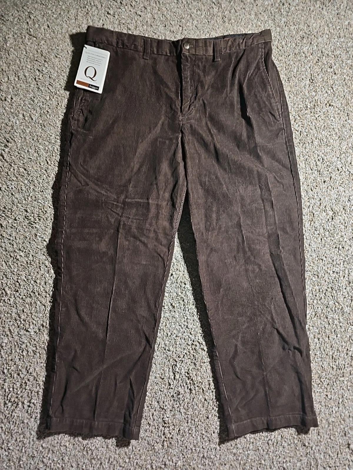 HAGGAR Q Quality For Life Brown Corduroy Pants 36x29 NWT NWD
