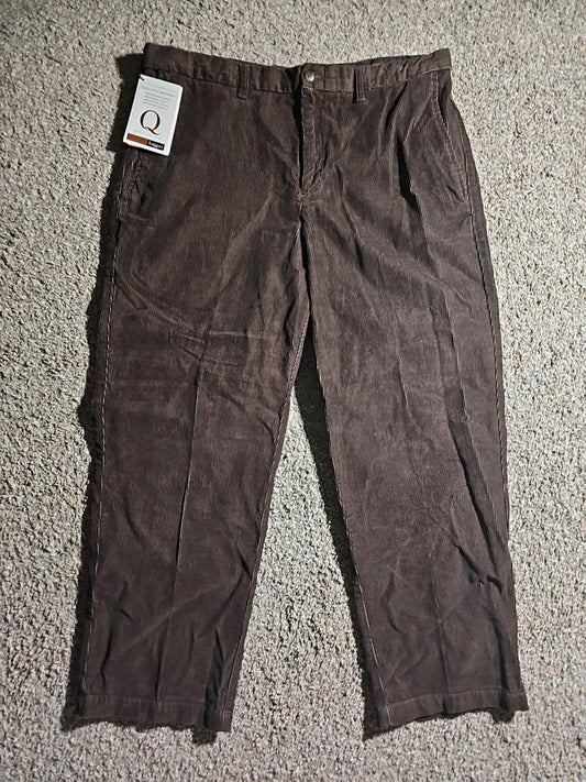HAGGAR Q Quality For Life Brown Corduroy Pants 36x29 NWT NWD