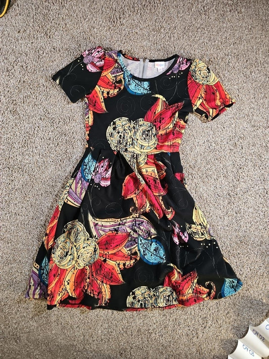 LuLaRoe Dress Floral Multicolor Medium Back Zipper