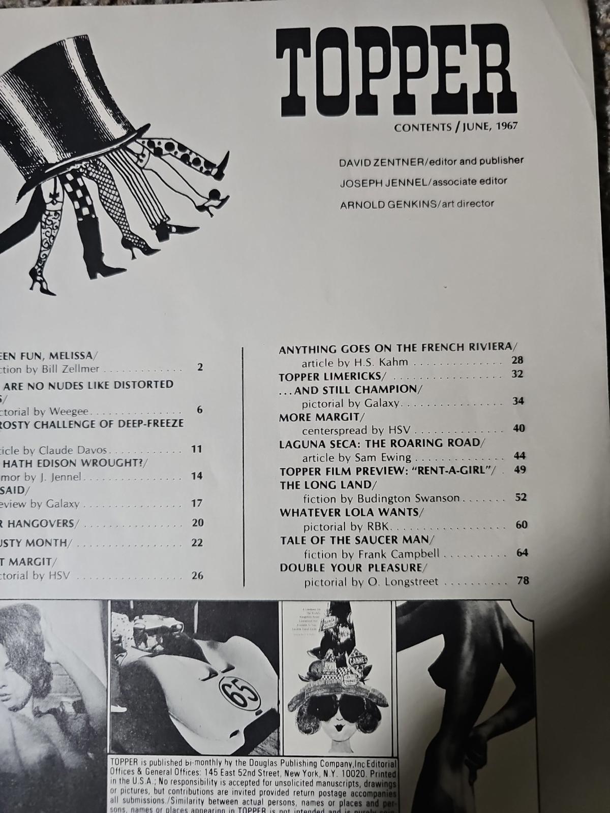 TOPPER Magazine (June 1967) JUNE PALMER Margit Stein Weegee Vintage Pinup Girlie