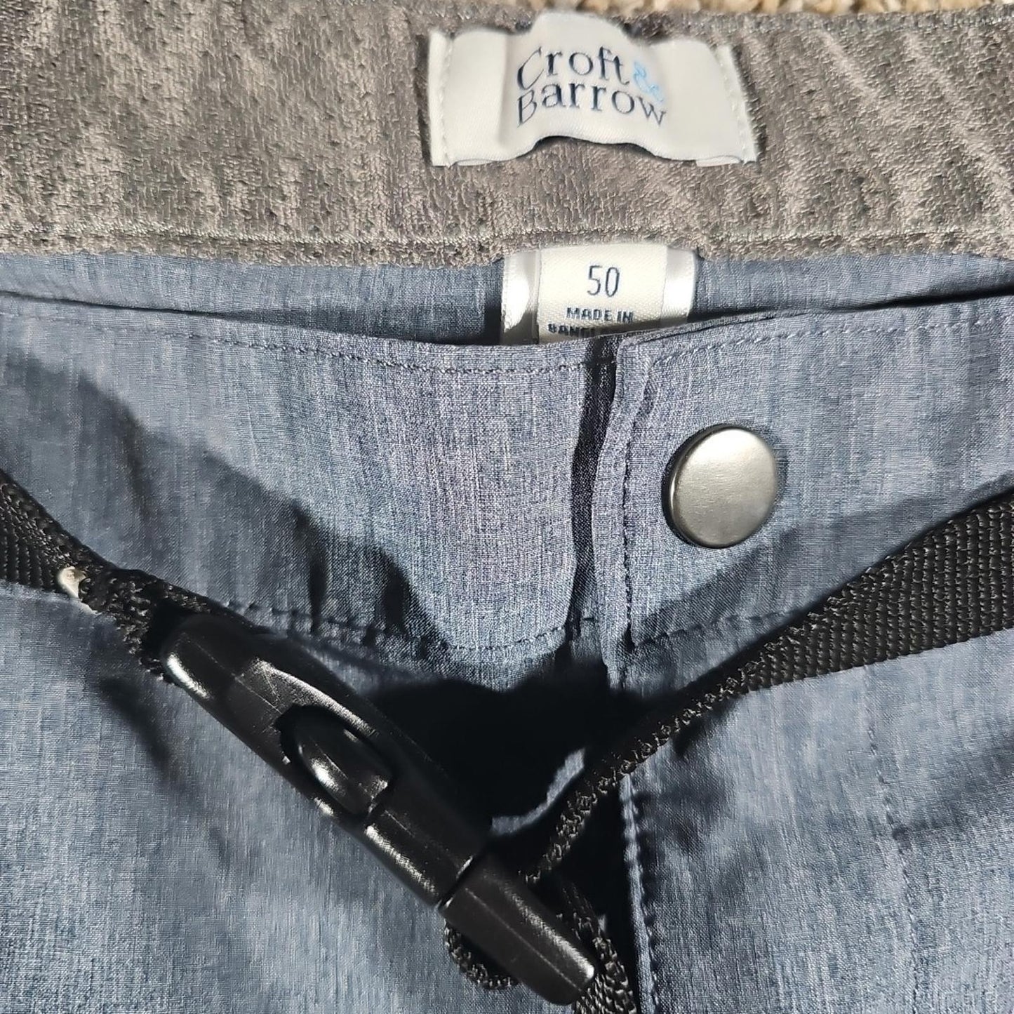 Croft & Barrow Relaxed Stretch Blue Belted Cargo Hiking Shorts Sz 50