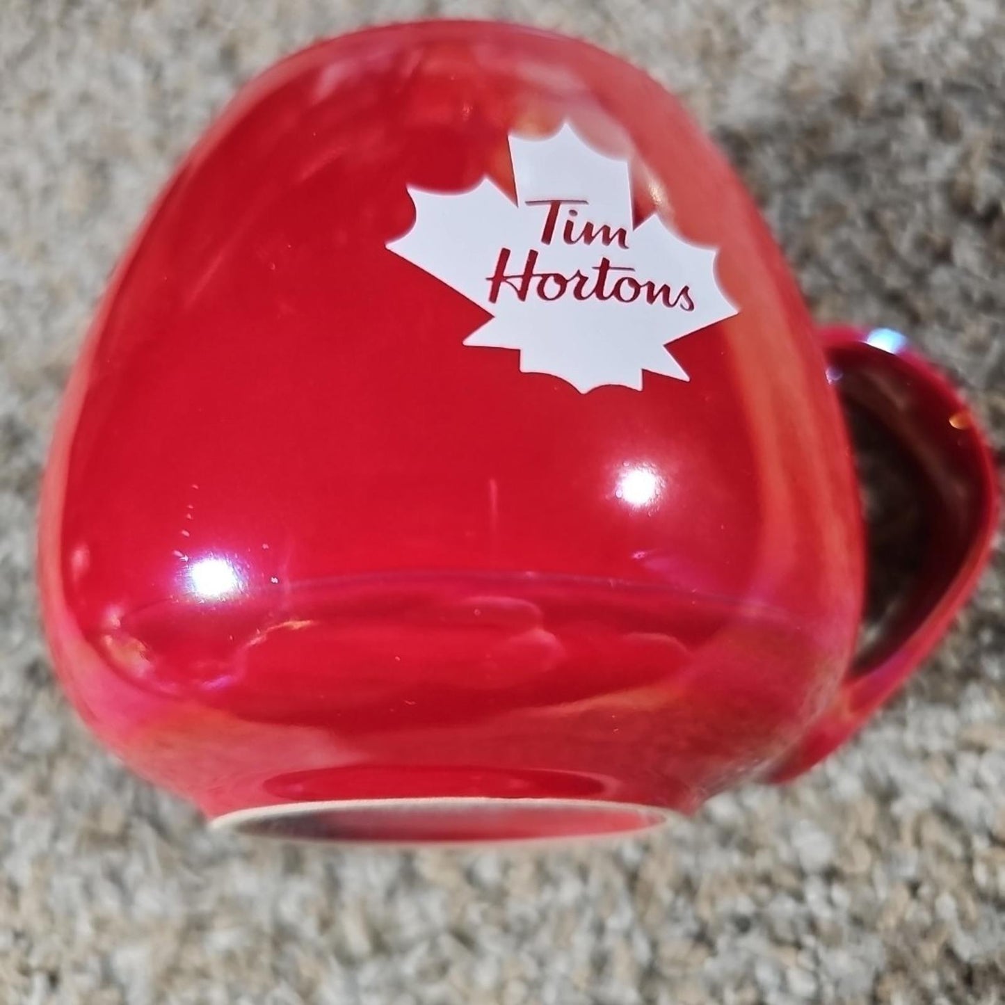 Tim Hortons 2020 Iridescent Candy Apple Red Coffee Mug 12 Oz Maple Leaf