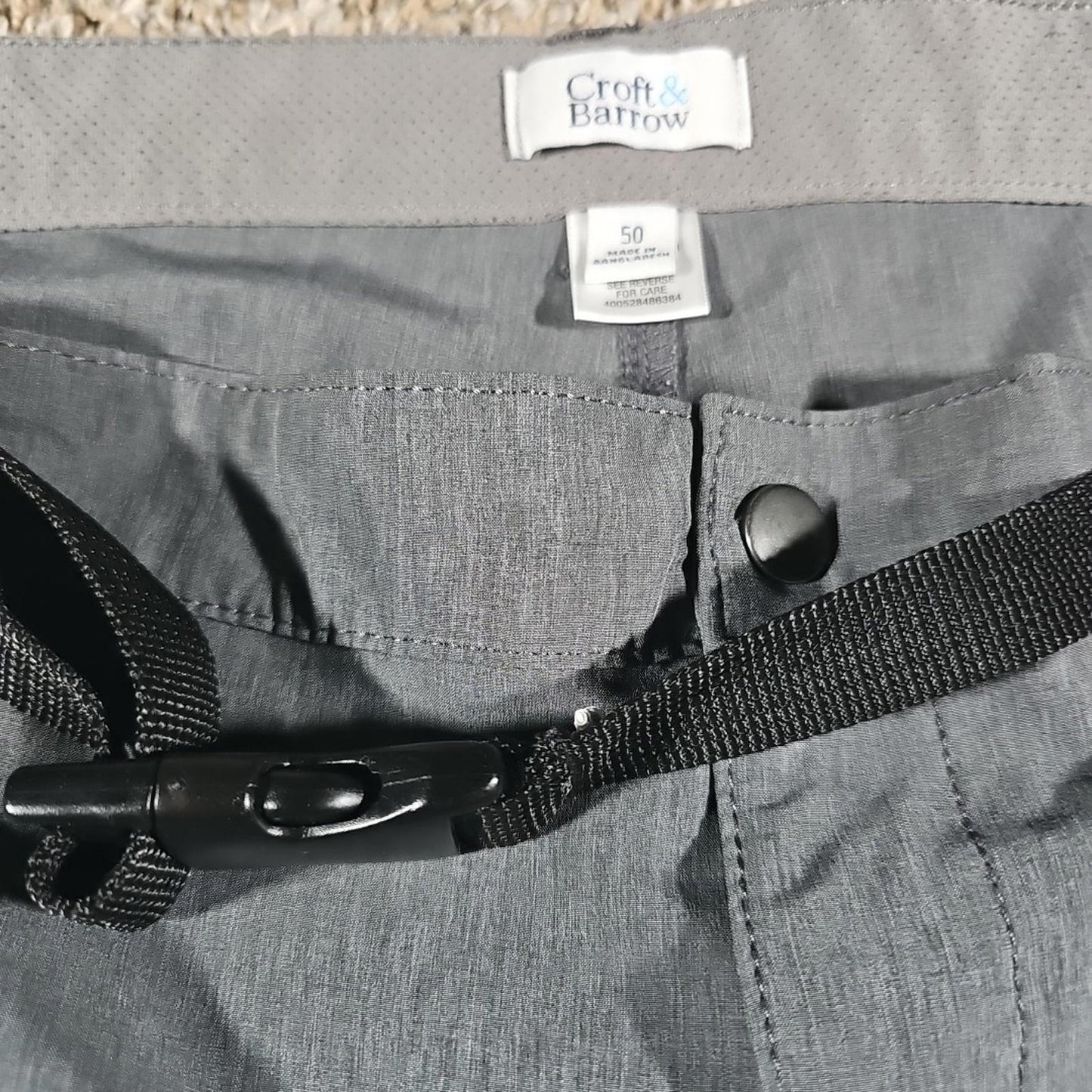 Croft & Barrow Relaxed Stretch Gray Belted Cargo Hiking Shorts Sz 50