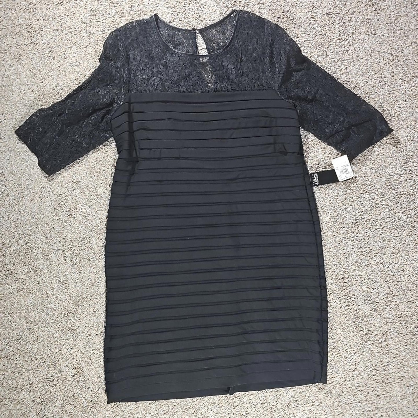 Adrianna Papell Womens Black Solid Shutt Tuck Dress Size 20W NWT Macy's