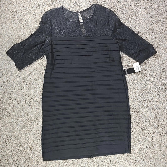 Adrianna Papell Womens Black Solid Shutt Tuck Dress Size 20W NWT Macy's