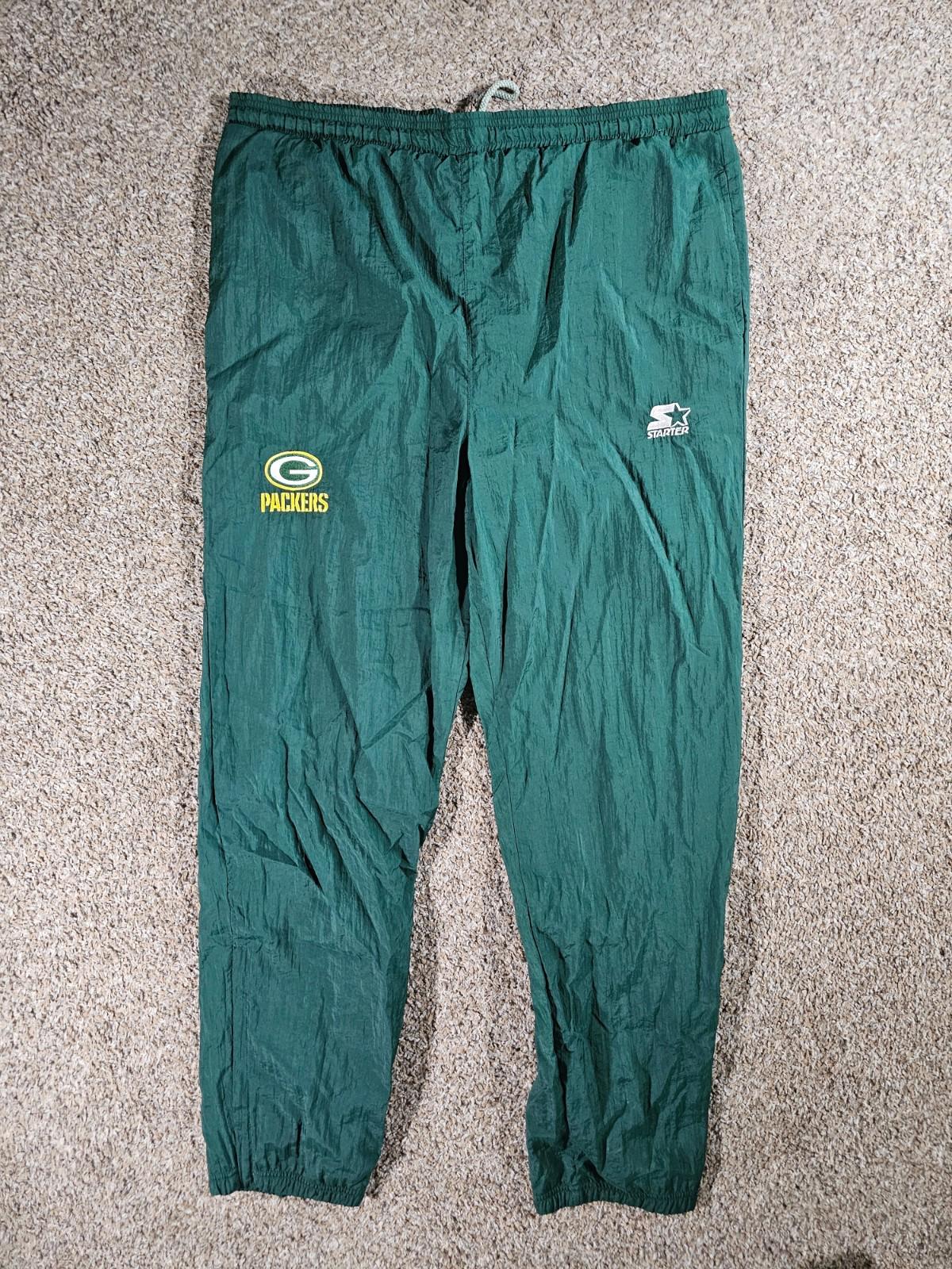 Starter Green Bay Packers Track Windbreaker Pants Ankle Zip