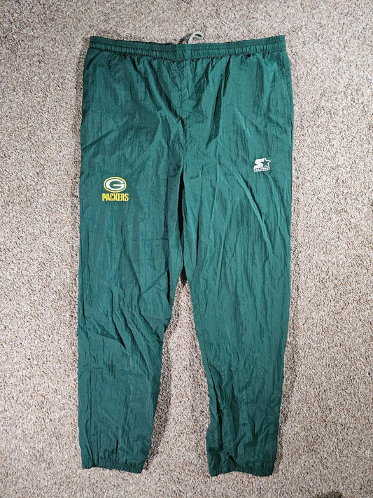Starter Green Bay Packers Track Windbreaker Pants Ankle Zip
