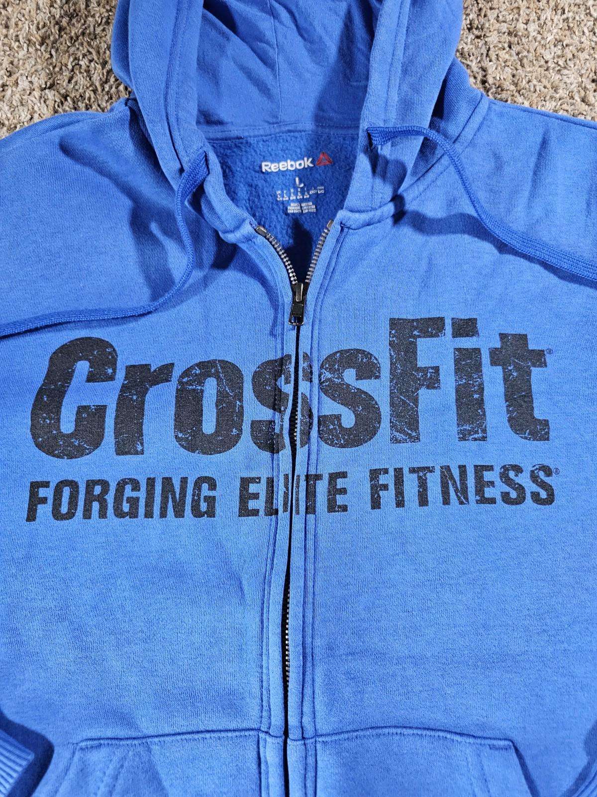 Reebok crossfit forging elite fitness fullzip hoodie blue L