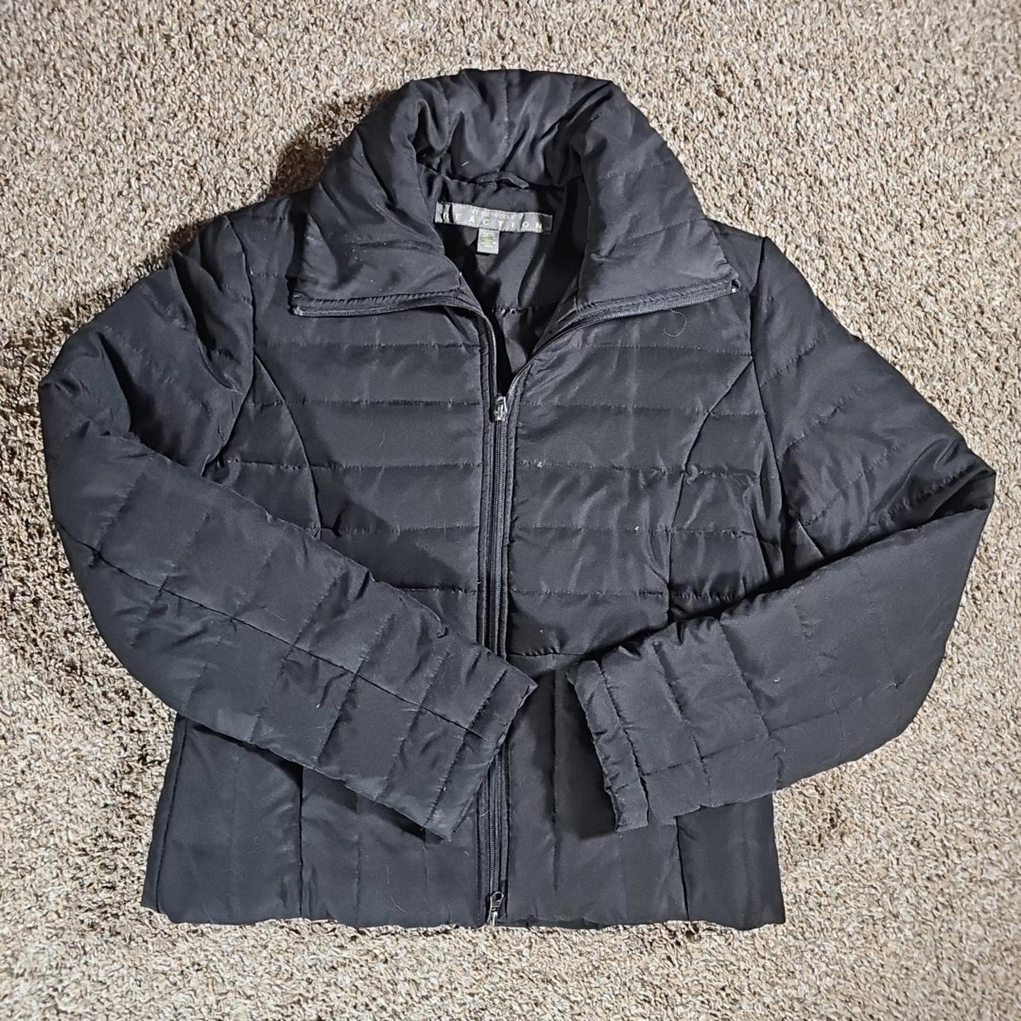 Kenneth Cole Reaction Womens M Black Down Puffer Full Zip