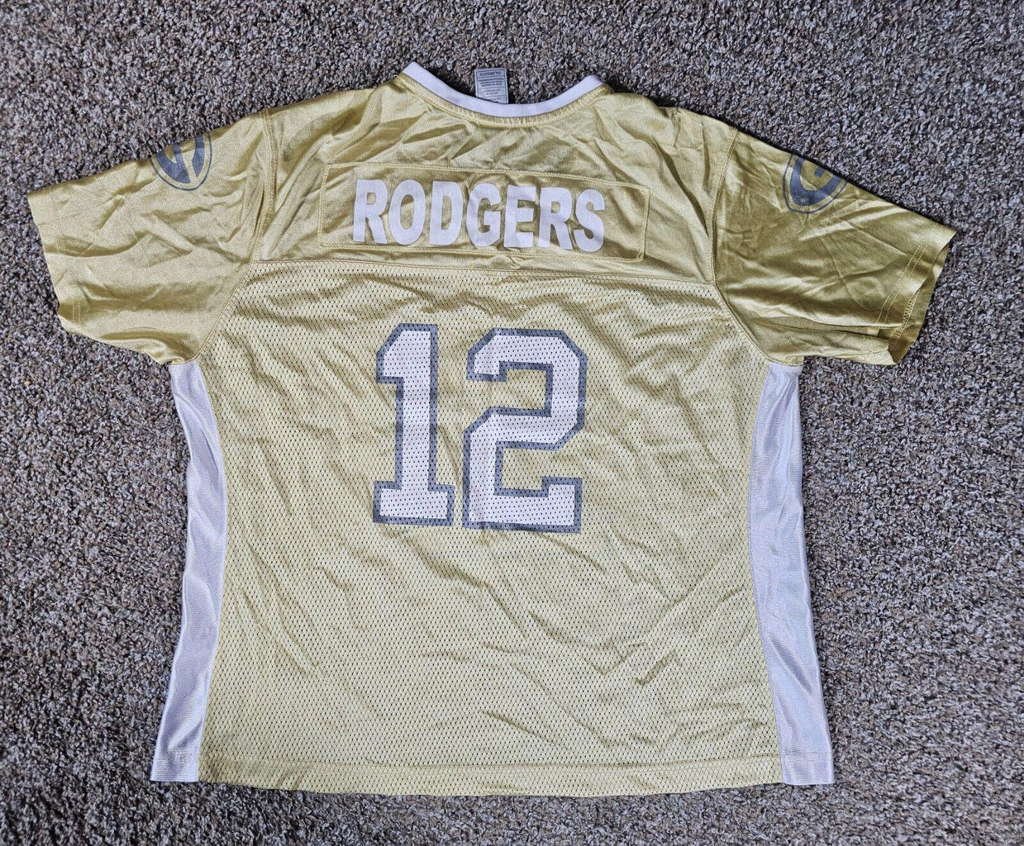 Aaron Rodgers #12 NFL Reebok RBK Jersey Gold Women's 2XL