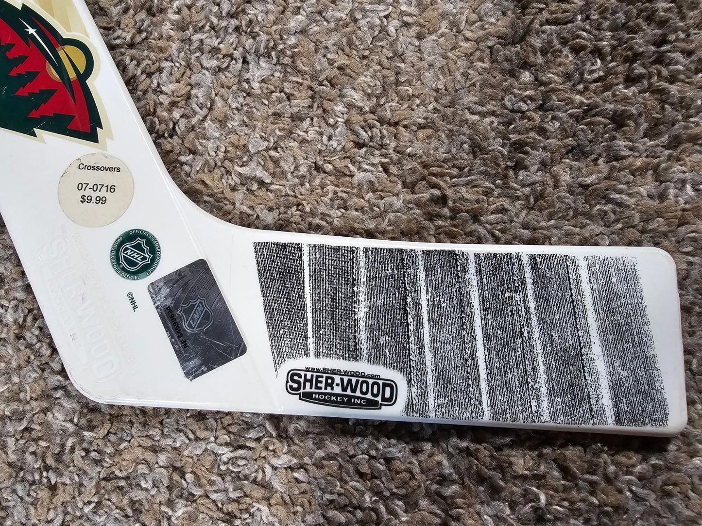 Vintage Sherwood NHL Minnesota Wild Mini Goalie Hockey Stick White Plastic