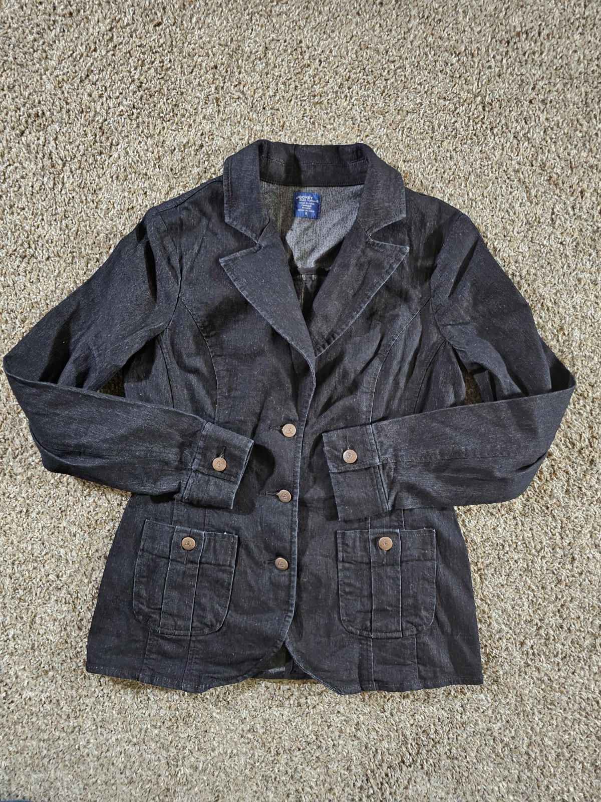 Jockey person to person Gray Black denim jacket 3 button S