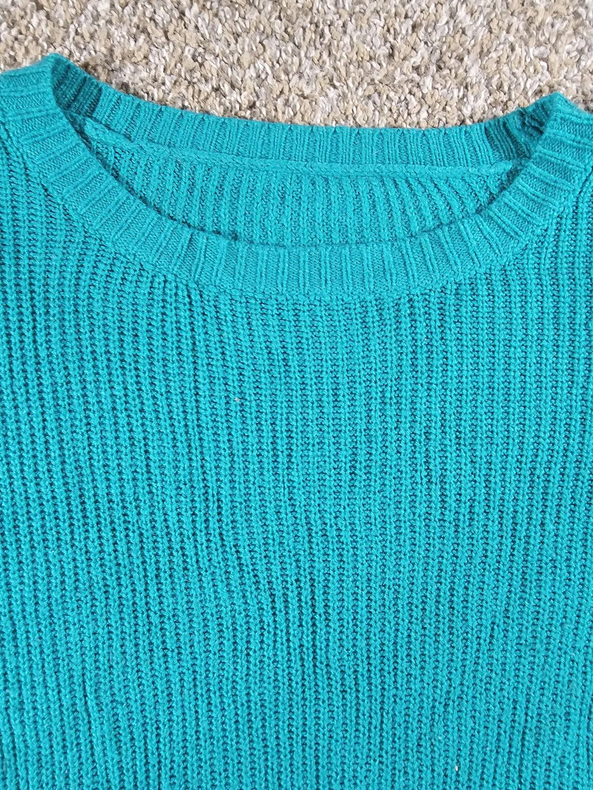 Turquoise Green No Brand No Size Cable Knit Sweater
