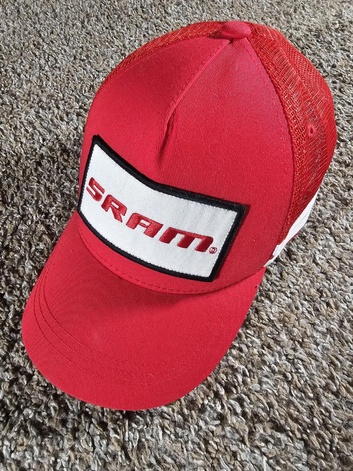 SRAM Trucker Hat Snapback Red White Mesh Cycling Adult