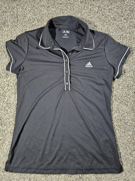 Adidas Golf Polo Shirt 1/2 Button Up Womens Medium Black