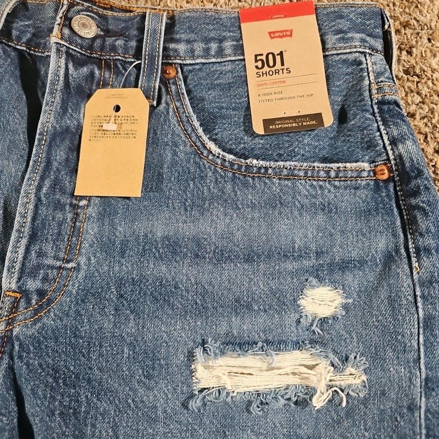 NWT Levis 501 Denim Cutoff Shorts Sz 30