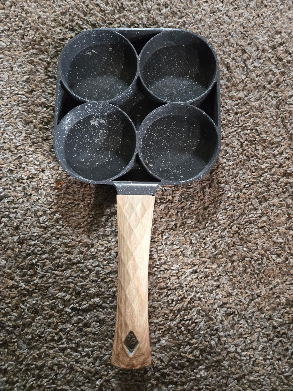 4 Hole Egg Frying Pan Maker Non-stick Egg Burger Pan W/Handle