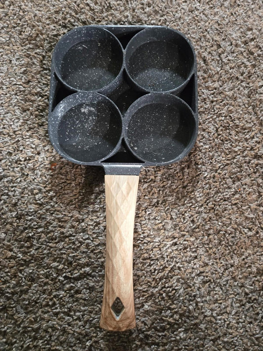 4 Hole Egg Frying Pan Maker Non-stick Egg Burger Pan W/Handle