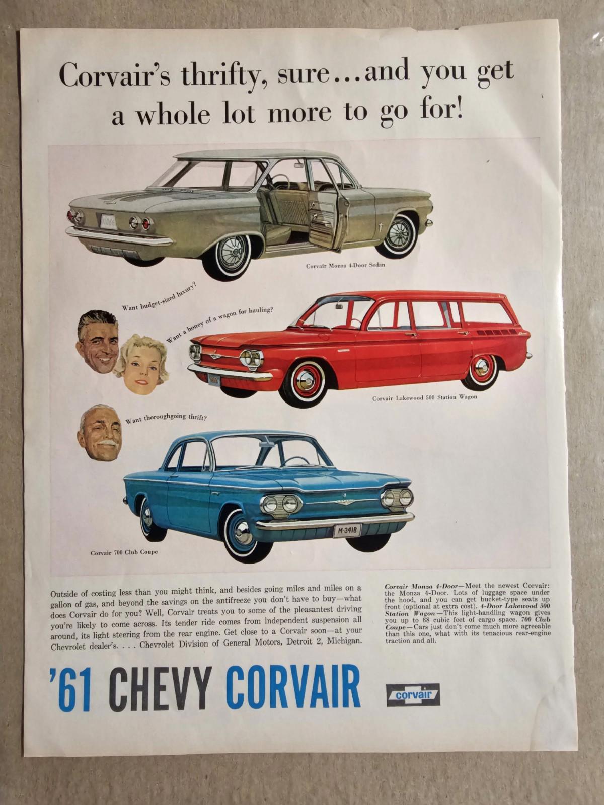 CHEVROLET 1961 CORVAIR Impala Print Ad