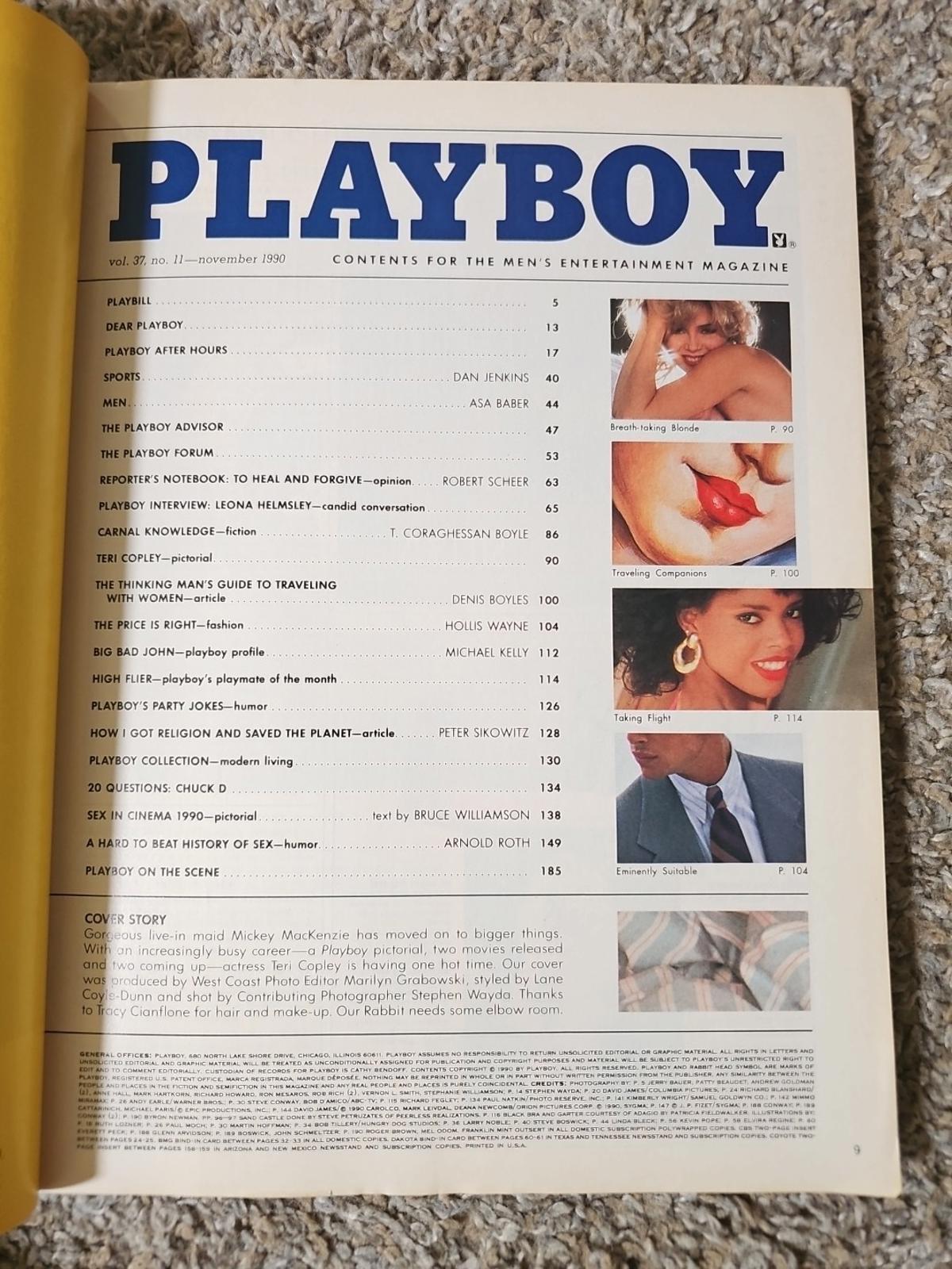 Playboy Magazine November 1990 Teri Copley Lorraine Olivia
