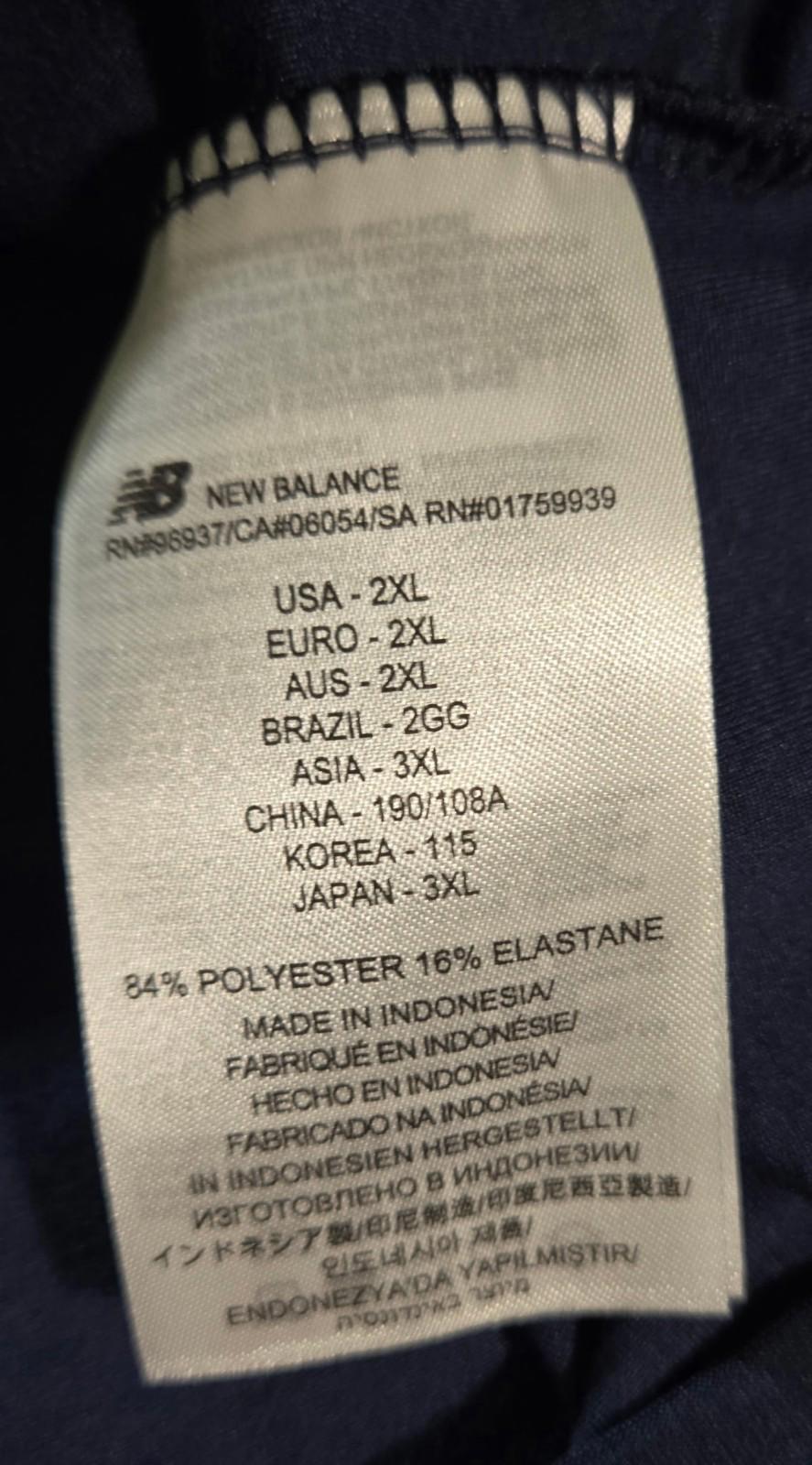 New Balance Shirt Pullover 1/4 Zip Activewear Mens 2XL Blue