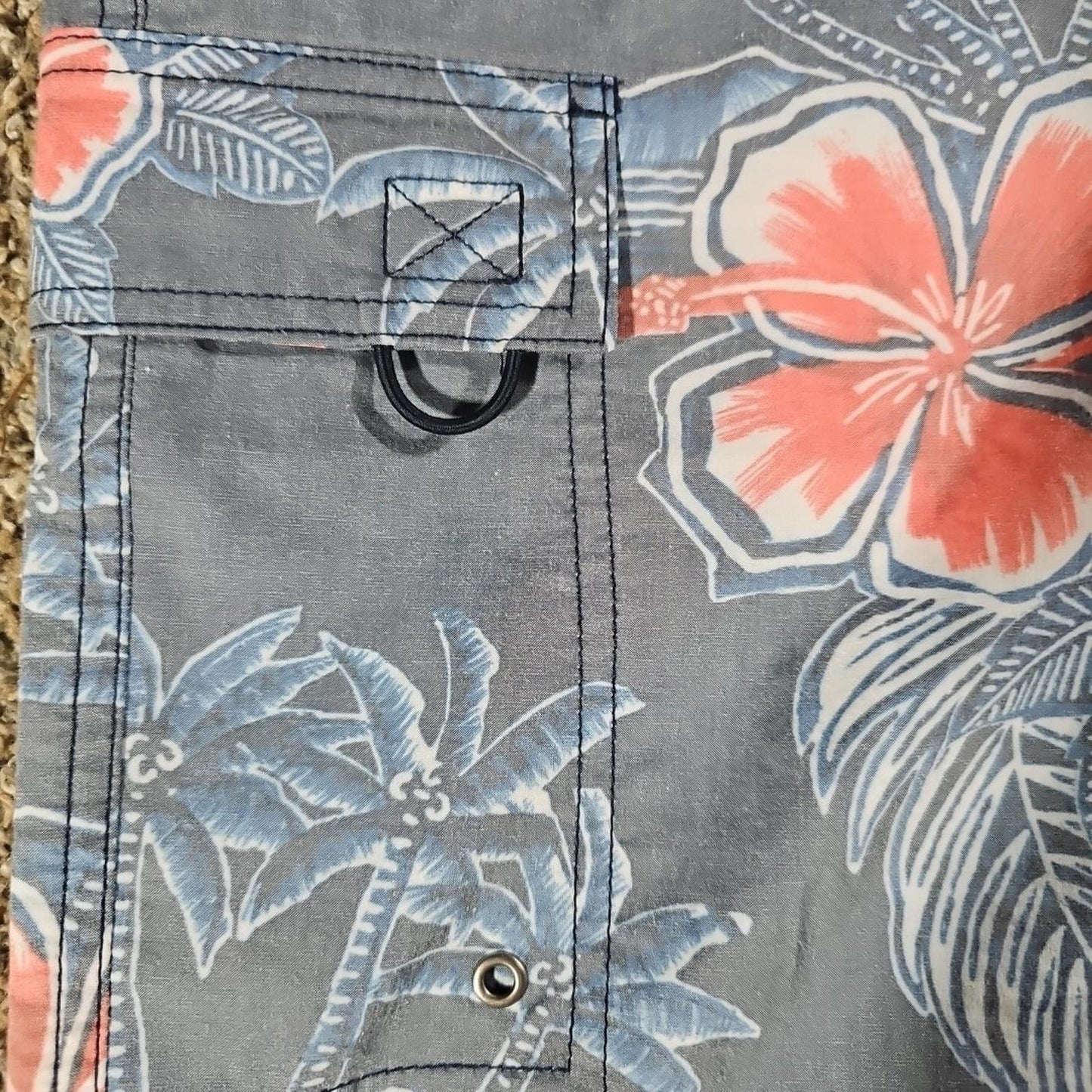 Sz 40 Floral Drawstring Swim Trunks Shorts
