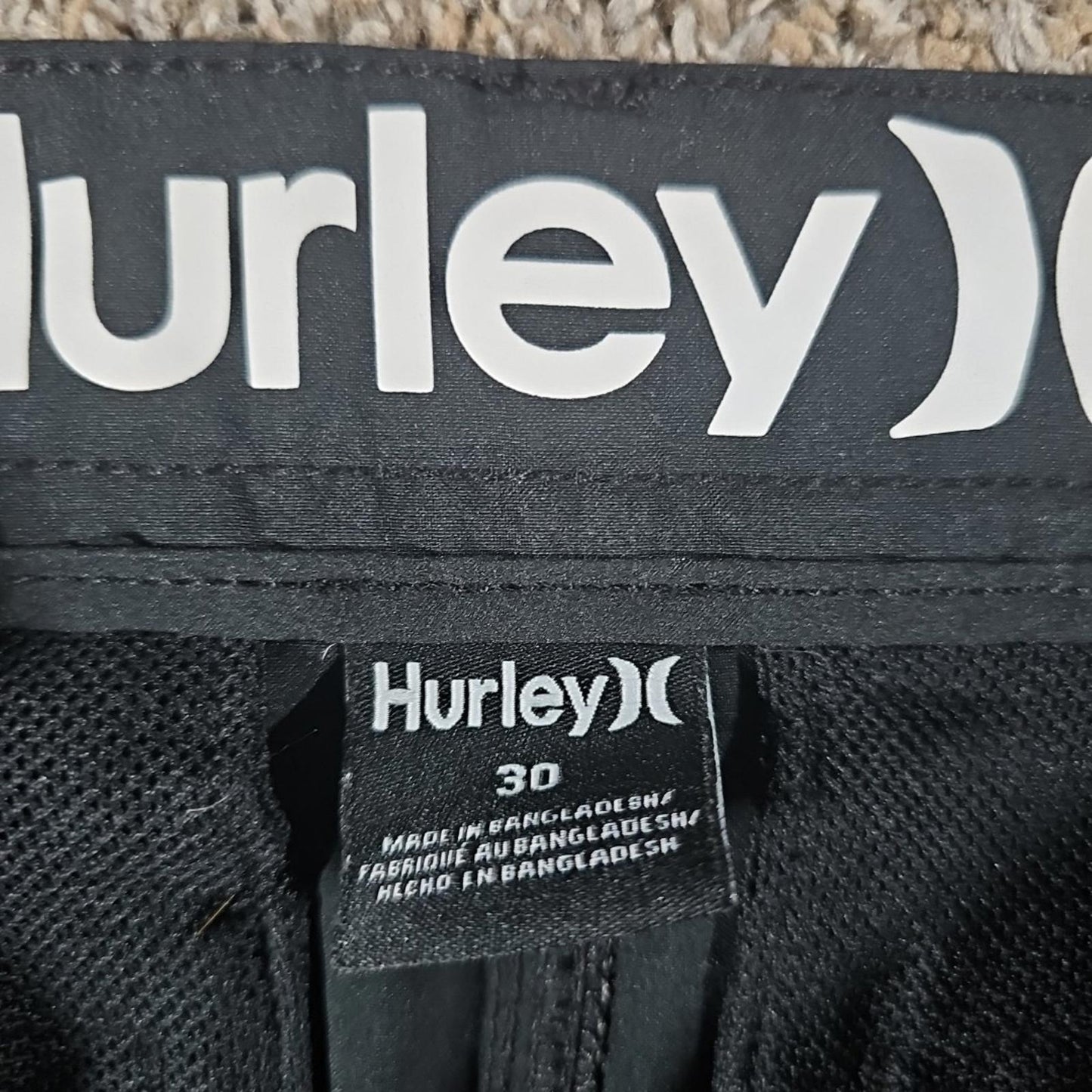 Hurley Sz 30 Black Shorts