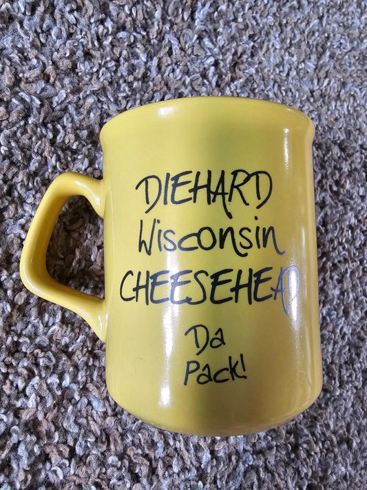 Ultimate Packer Fan Diehard Wisconsin Cheesehead yellow coffee mug