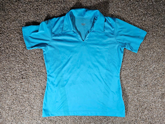 Nike Golf Fitdry Womens MEDIUM Open Polo Teal